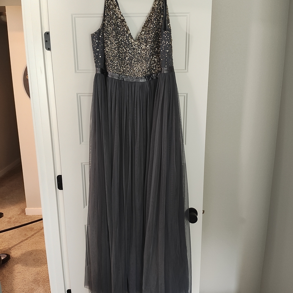 BHLDN Dusty Blue Sequin Dress